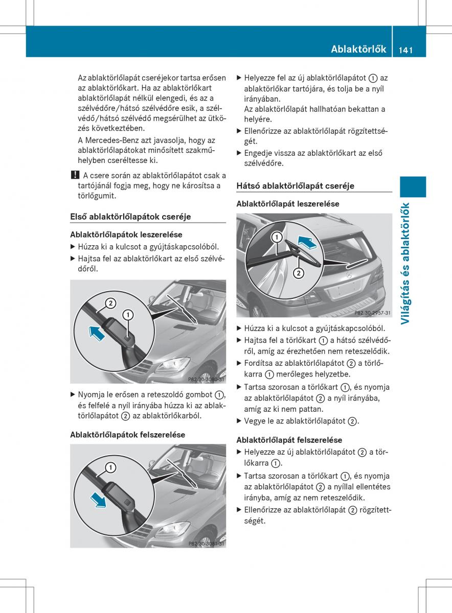 Mercedes Benz ML Class W166 Kezelesi utmutato / page 143