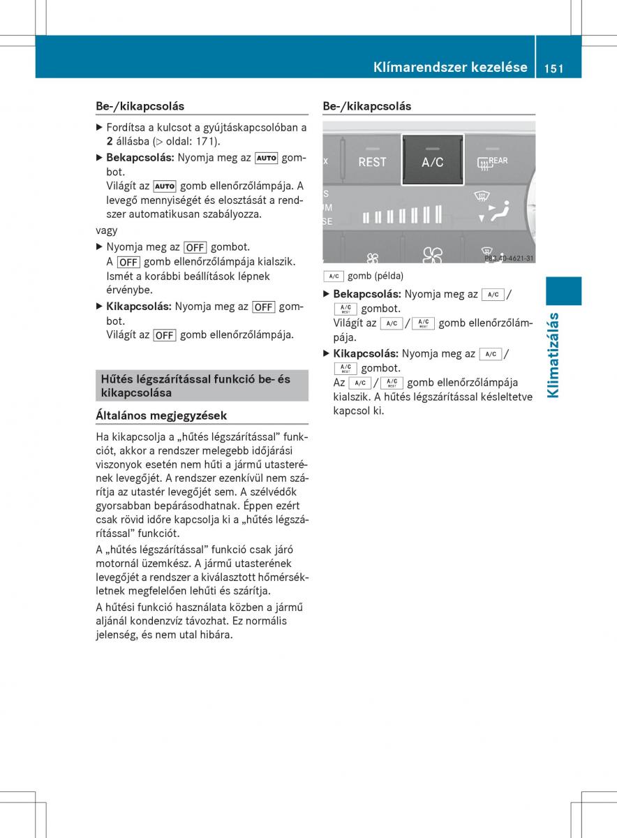 Mercedes Benz ML Class W166 Kezelesi utmutato / page 153