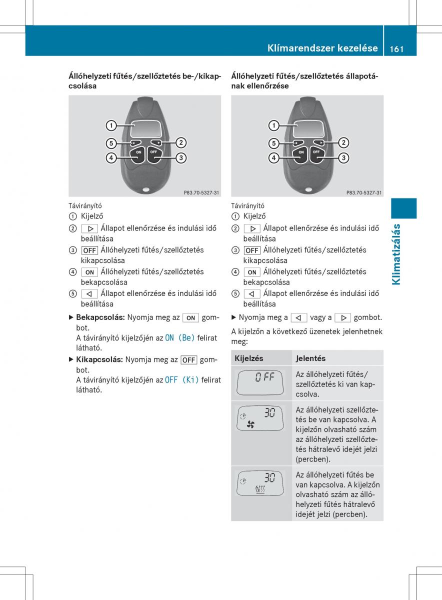 Mercedes Benz ML Class W166 Kezelesi utmutato / page 163