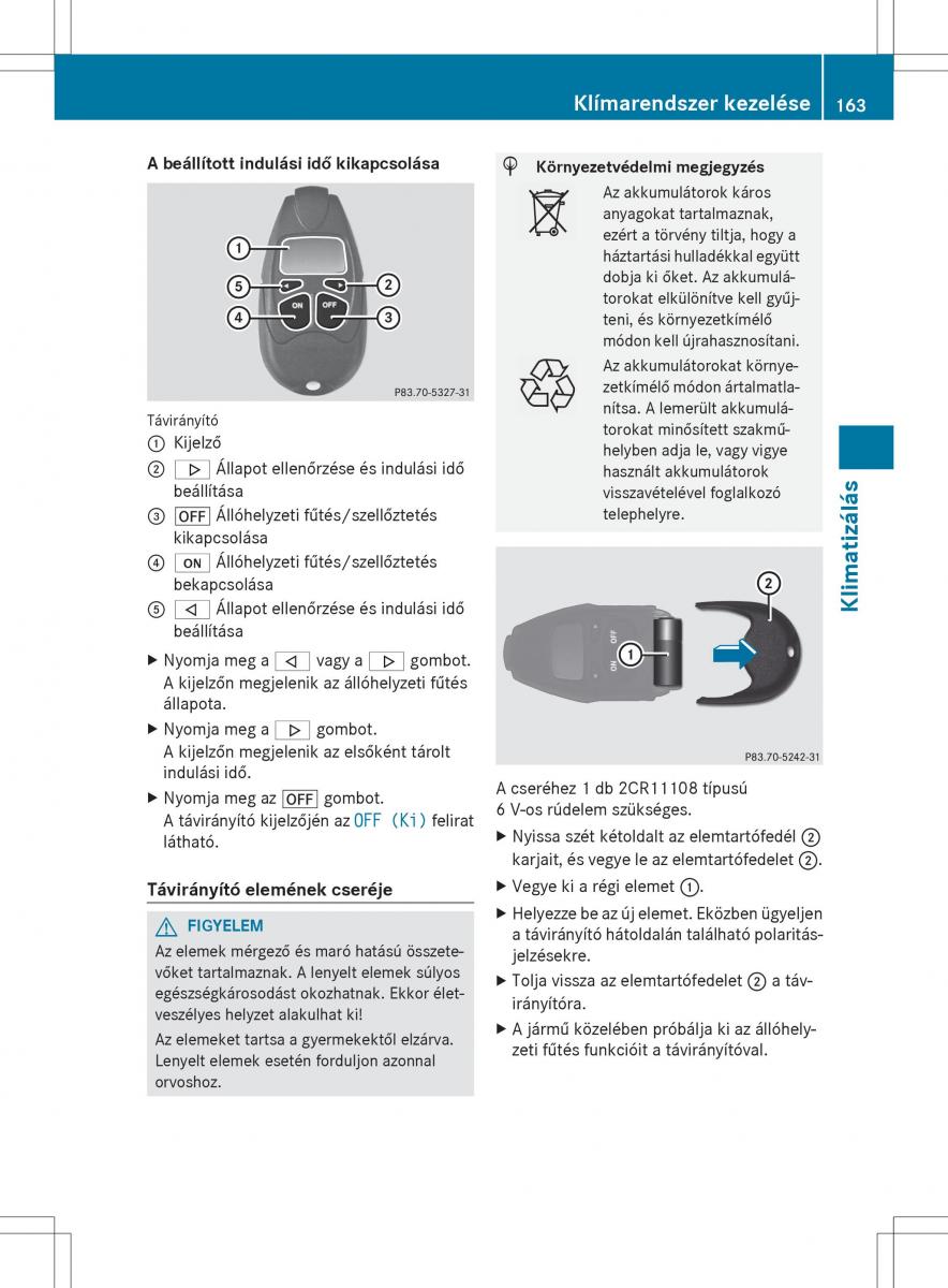 Mercedes Benz ML Class W166 Kezelesi utmutato / page 165