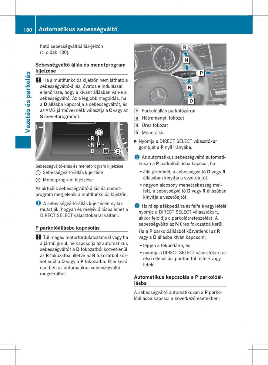 Mercedes Benz ML Class W166 Kezelesi utmutato / page 182