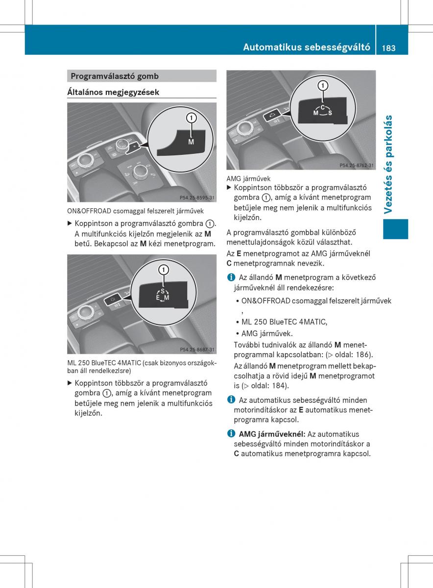 Mercedes Benz ML Class W166 Kezelesi utmutato / page 185