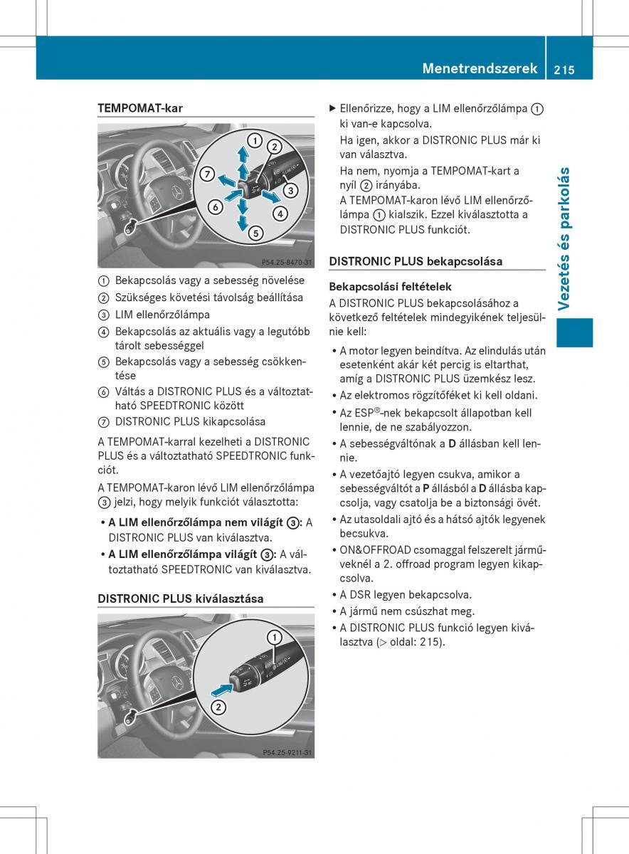 Mercedes Benz ML Class W166 Kezelesi utmutato / page 217