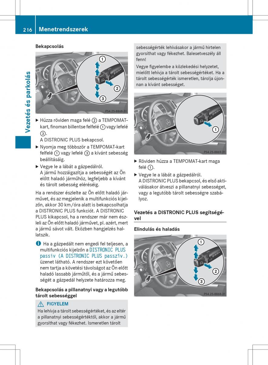 Mercedes Benz ML Class W166 Kezelesi utmutato / page 218