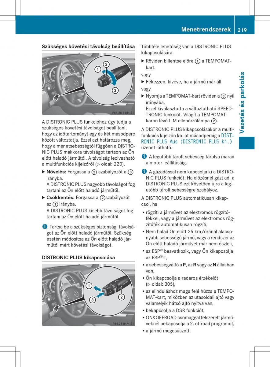 Mercedes Benz ML Class W166 Kezelesi utmutato / page 221