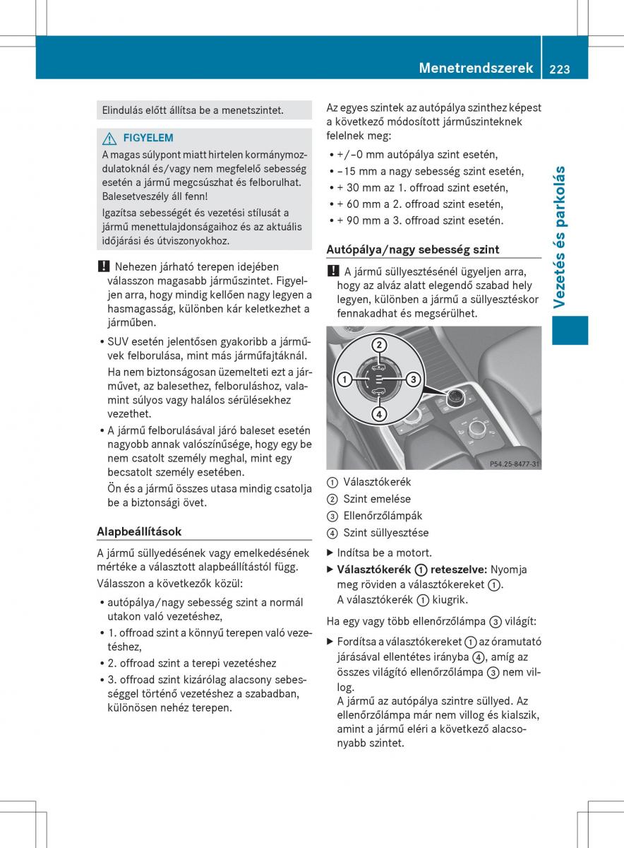 Mercedes Benz ML Class W166 Kezelesi utmutato / page 225