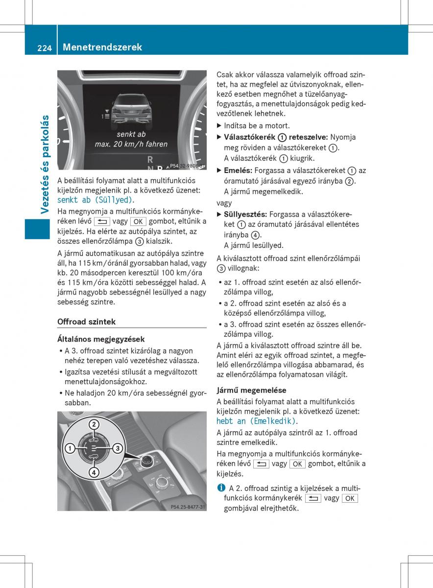 Mercedes Benz ML Class W166 Kezelesi utmutato / page 226