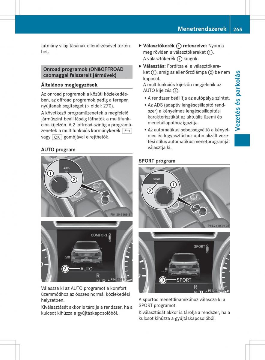 Mercedes Benz ML Class W166 Kezelesi utmutato / page 267