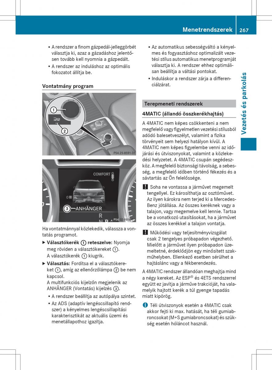 Mercedes Benz ML Class W166 Kezelesi utmutato / page 269