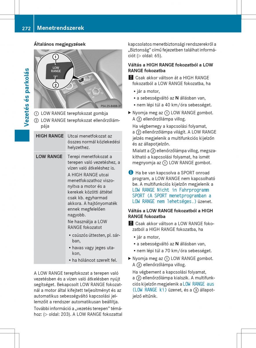 Mercedes Benz ML Class W166 Kezelesi utmutato / page 274