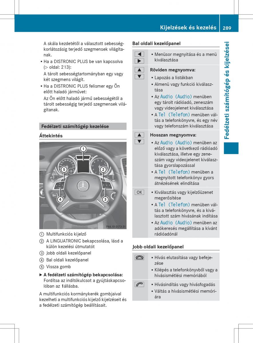 Mercedes Benz ML Class W166 Kezelesi utmutato / page 291