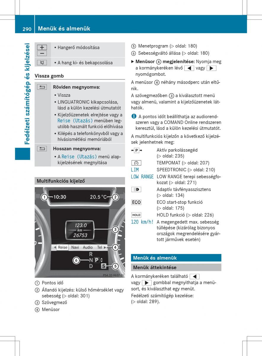 Mercedes Benz ML Class W166 Kezelesi utmutato / page 292