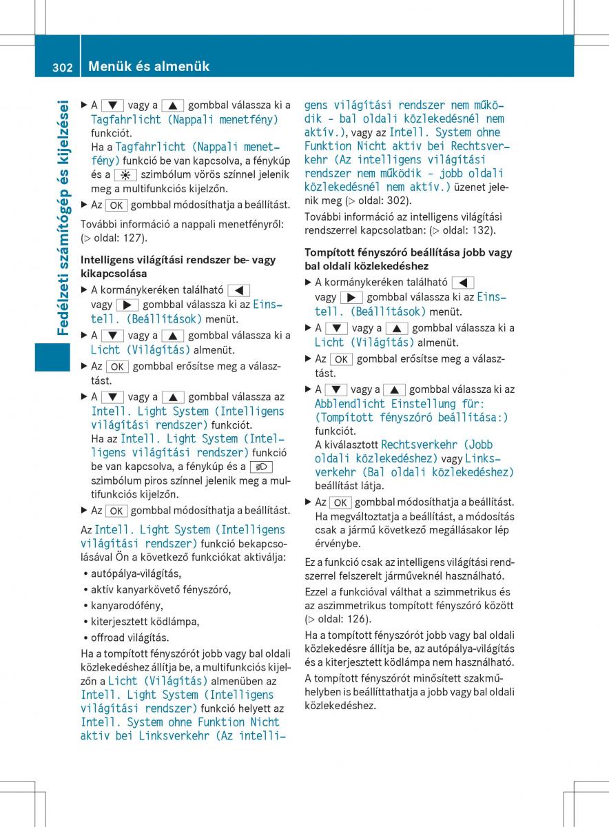 Mercedes Benz ML Class W166 Kezelesi utmutato / page 304