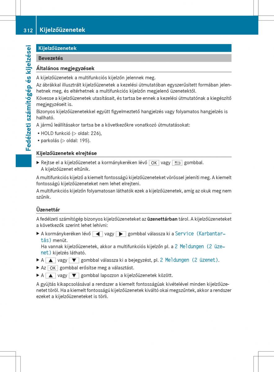 Mercedes Benz ML Class W166 Kezelesi utmutato / page 314