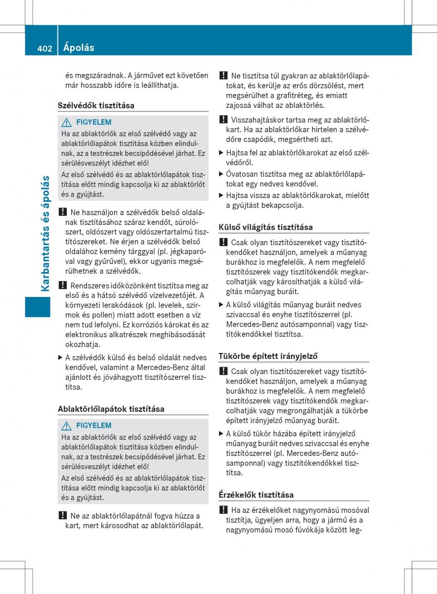 Mercedes Benz ML Class W166 Kezelesi utmutato / page 404