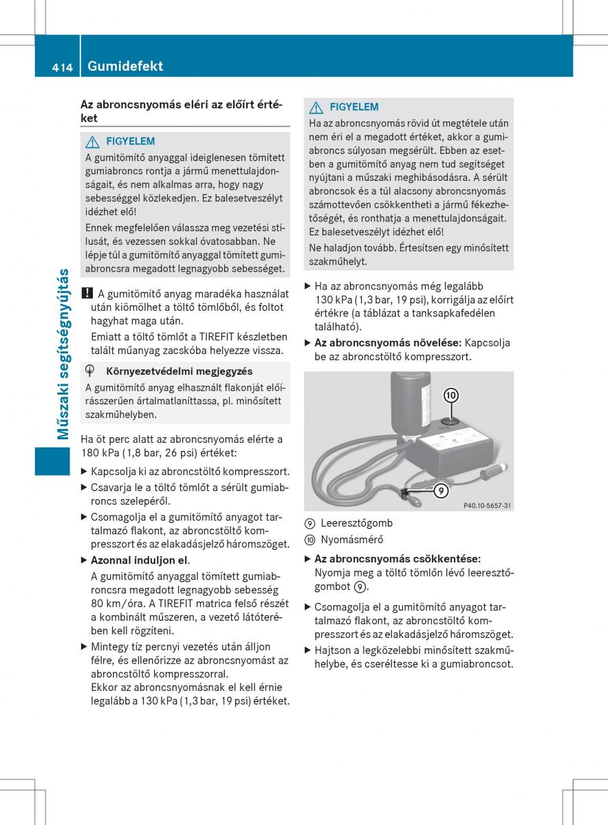 Mercedes Benz ML Class W166 Kezelesi utmutato / page 416