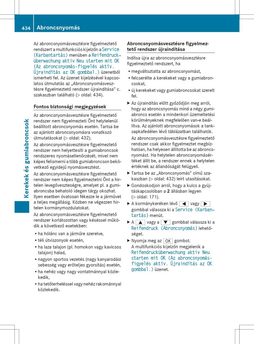 Mercedes Benz ML Class W166 Kezelesi utmutato / page 436