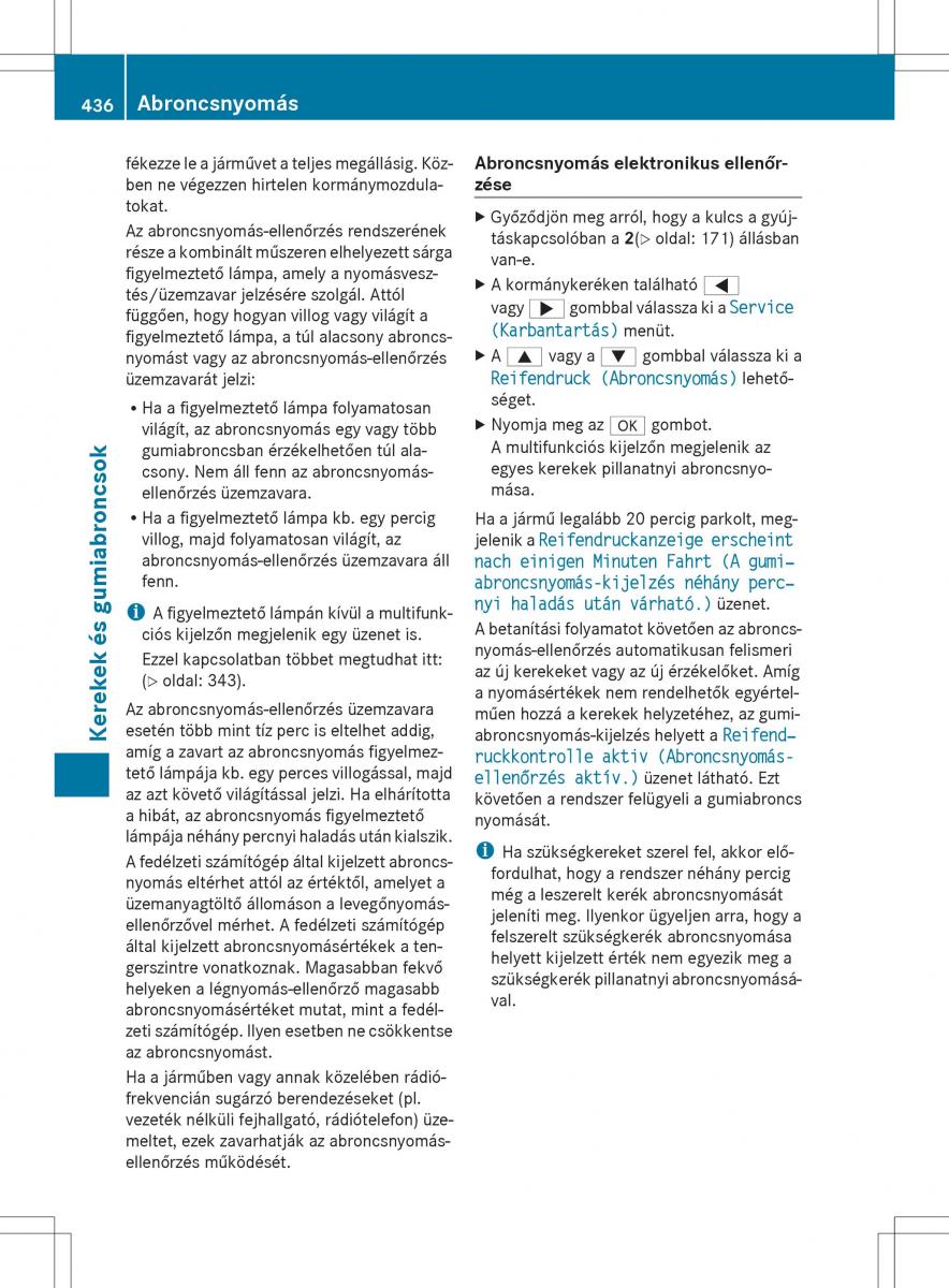 Mercedes Benz ML Class W166 Kezelesi utmutato / page 438