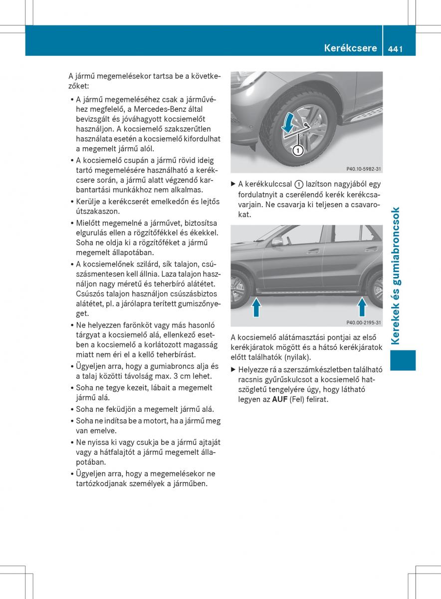 Mercedes Benz ML Class W166 Kezelesi utmutato / page 443