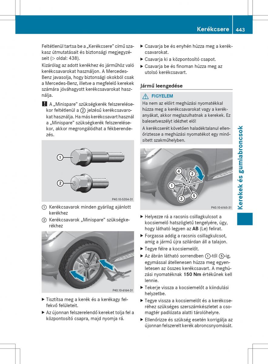 Mercedes Benz ML Class W166 Kezelesi utmutato / page 445