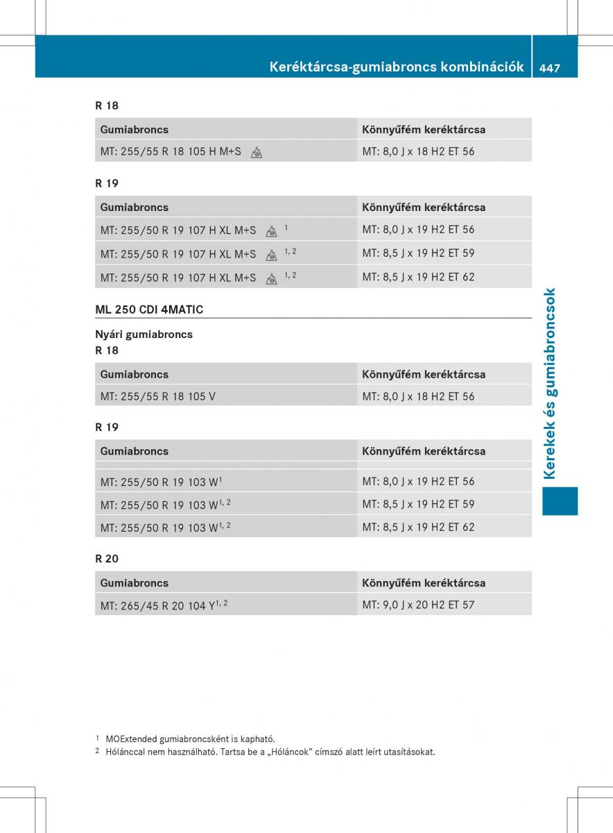 Mercedes Benz ML Class W166 Kezelesi utmutato / page 449