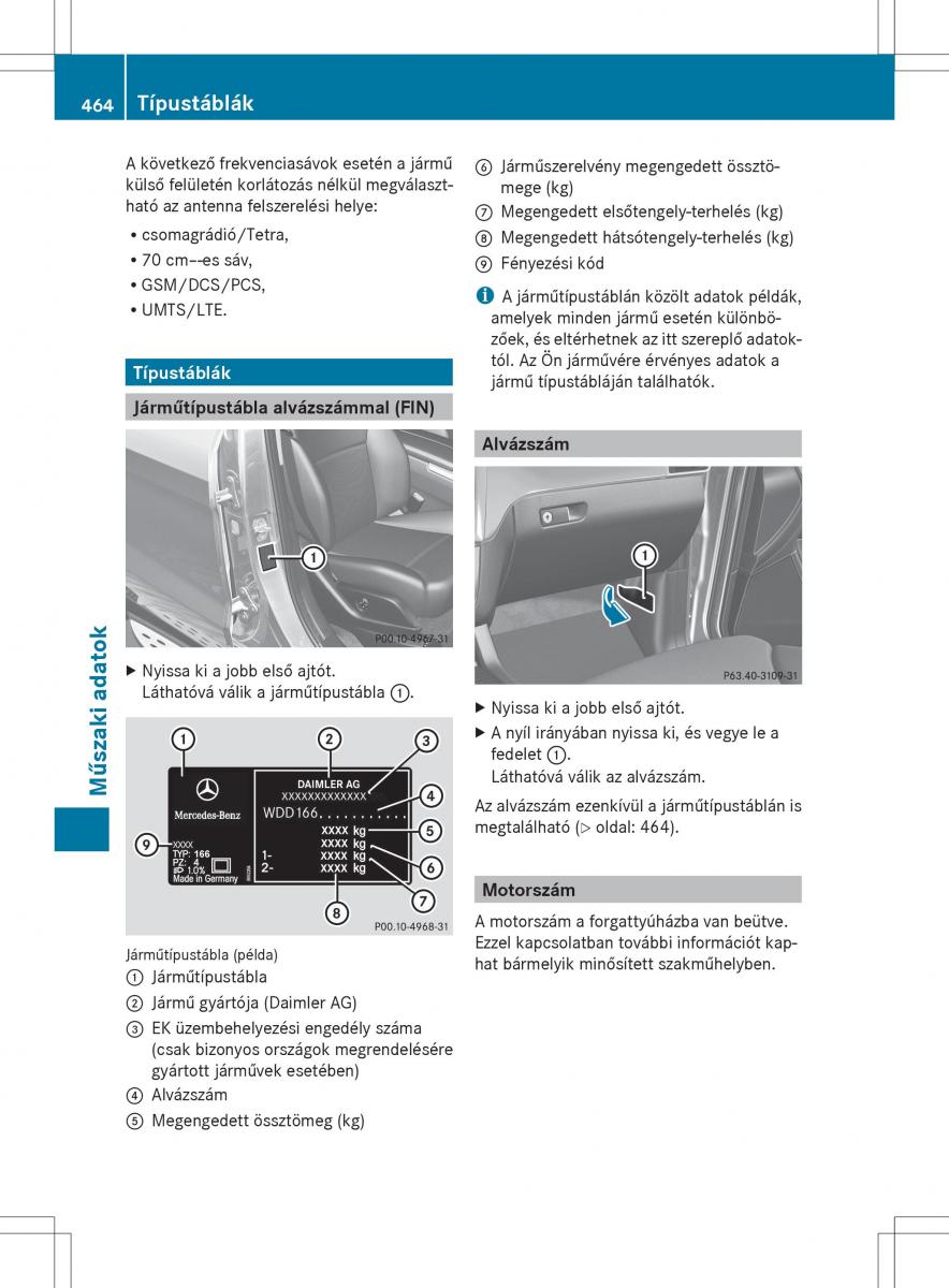 Mercedes Benz ML Class W166 Kezelesi utmutato / page 466