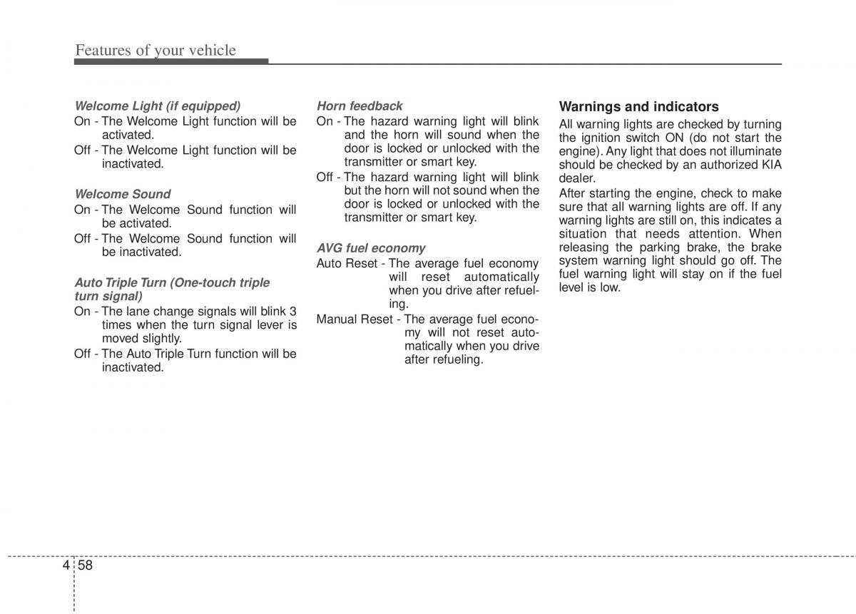 KIA Optima III 3 owners manual / page 136