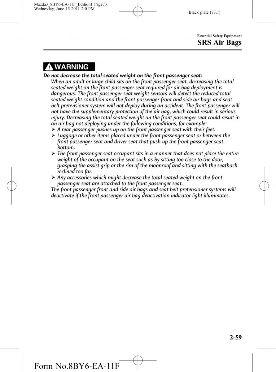 Mazda 3 II 2 owners manual / page 73