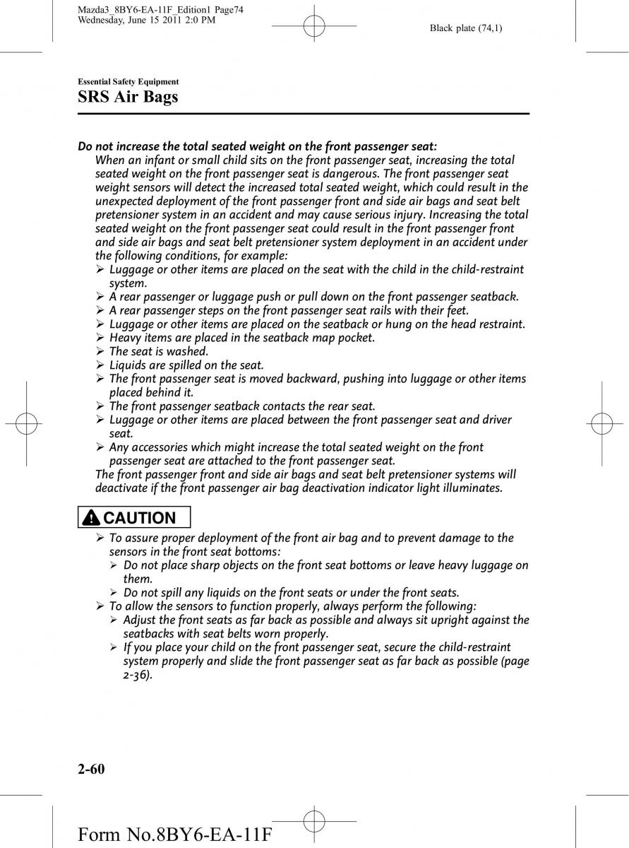 Mazda 3 II 2 owners manual / page 74