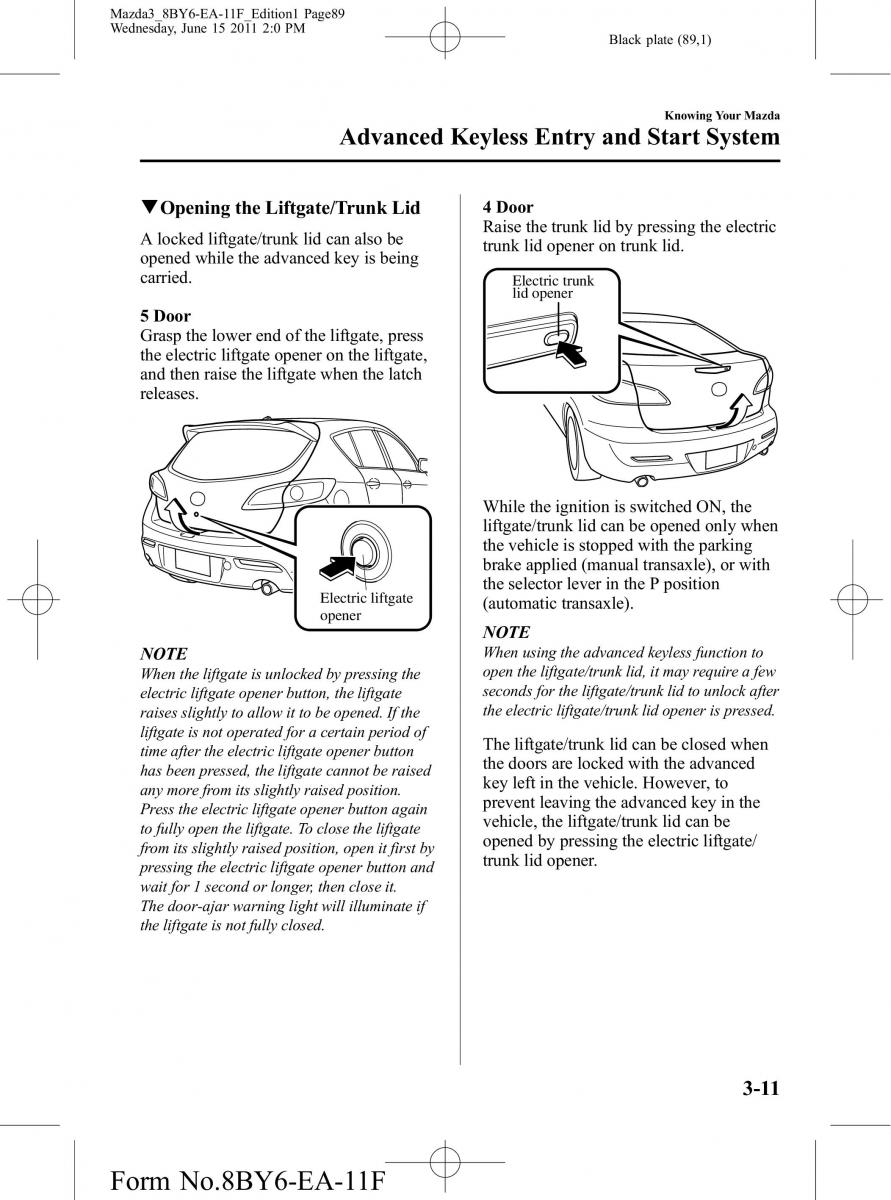 Mazda 3 II 2 owners manual / page 89