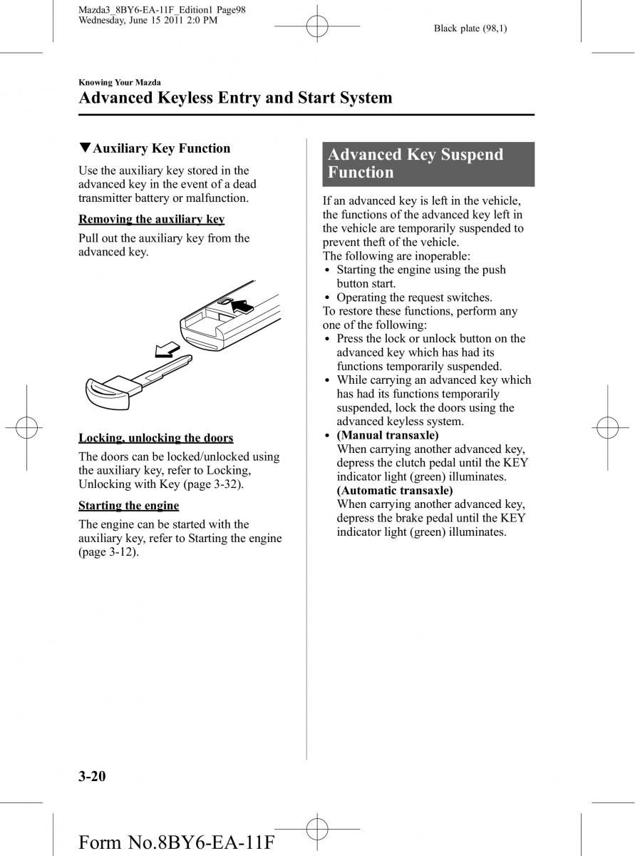 Mazda 3 II 2 owners manual / page 98