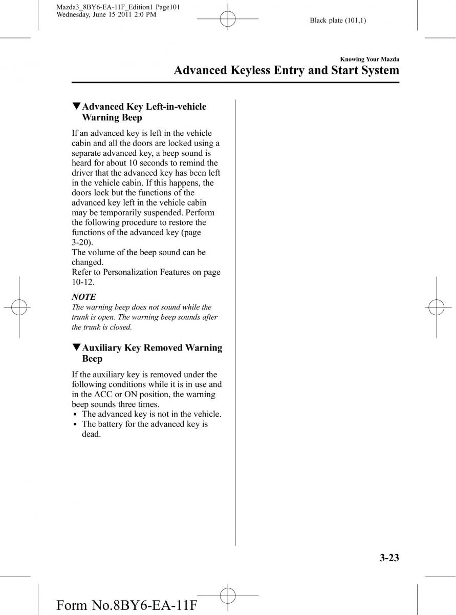 Mazda 3 II 2 owners manual / page 101