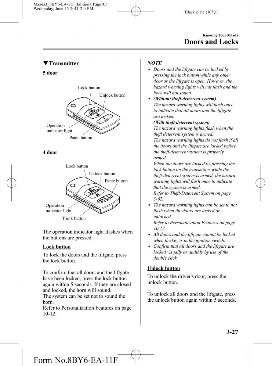 Mazda 3 II 2 owners manual / page 105