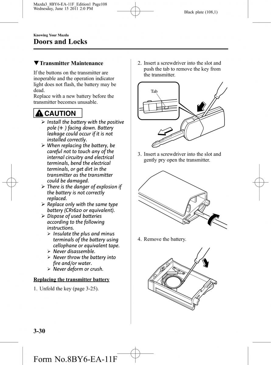 Mazda 3 II 2 owners manual / page 108