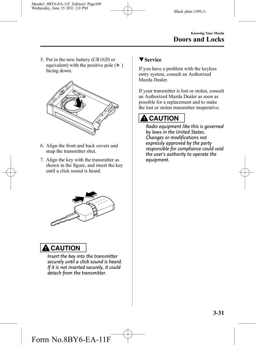 Mazda 3 II 2 owners manual / page 109