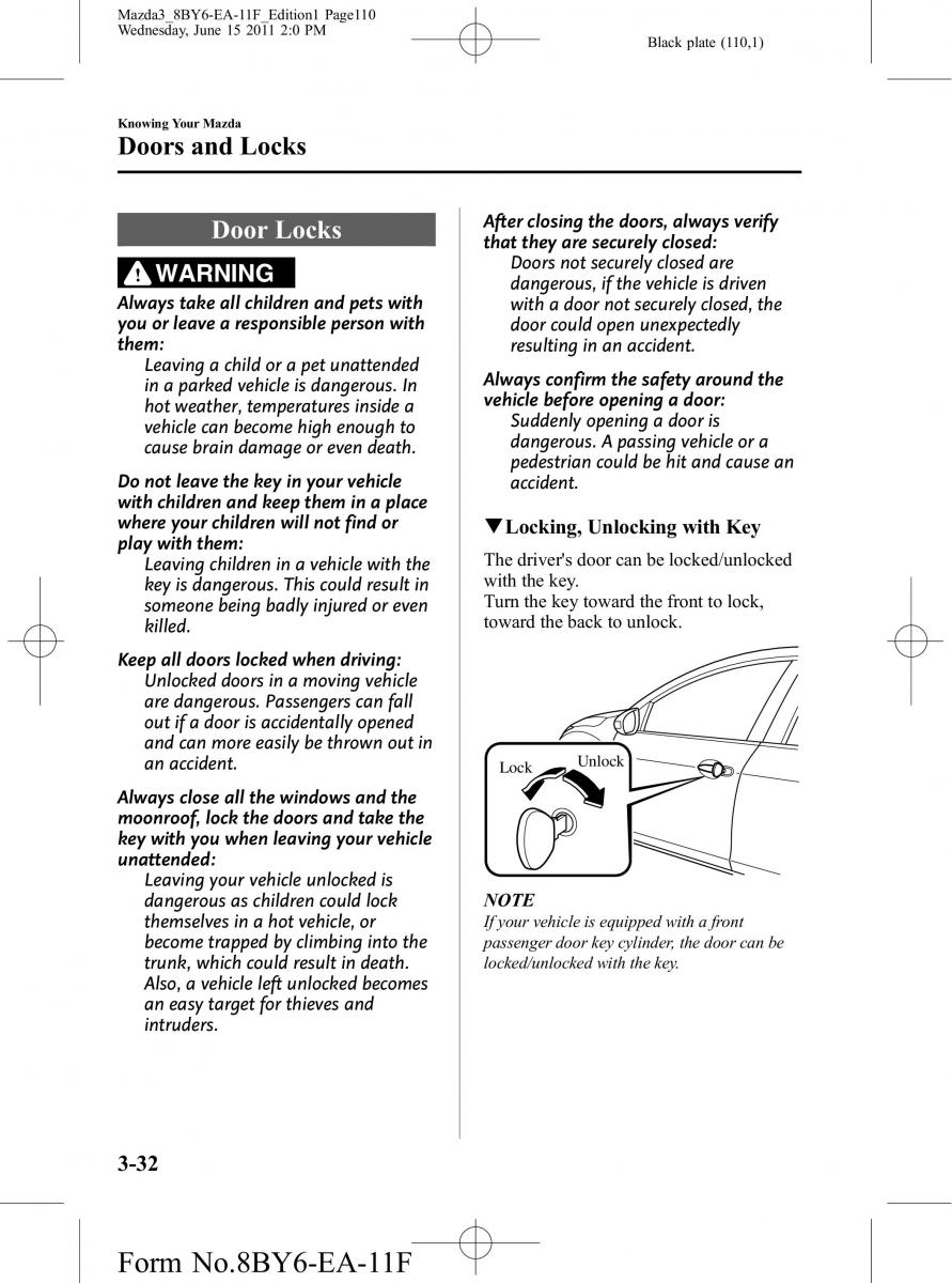 Mazda 3 II 2 owners manual / page 110