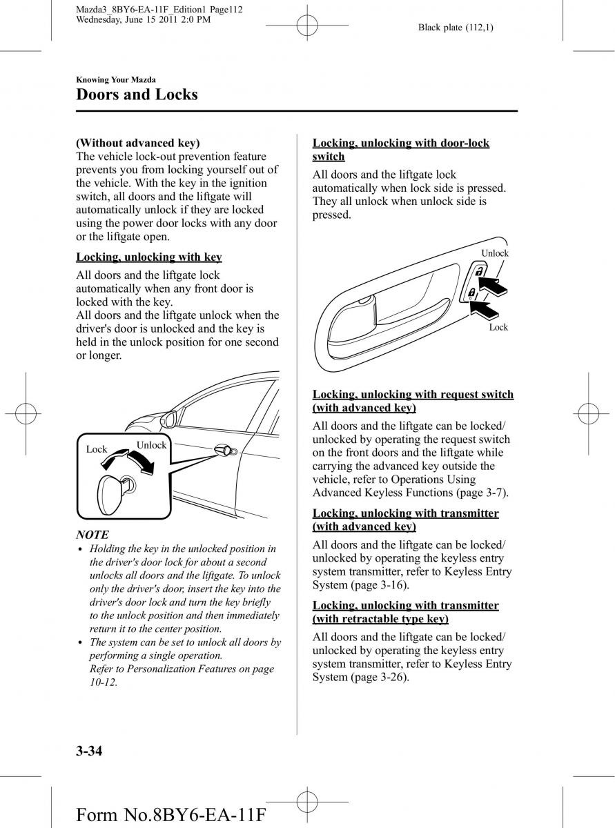 Mazda 3 II 2 owners manual / page 112