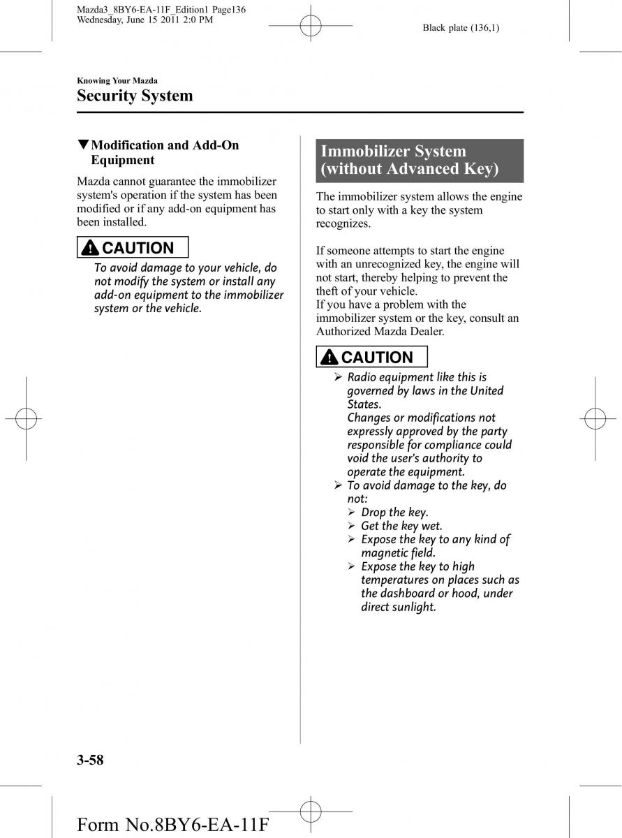 Mazda 3 II 2 owners manual / page 136