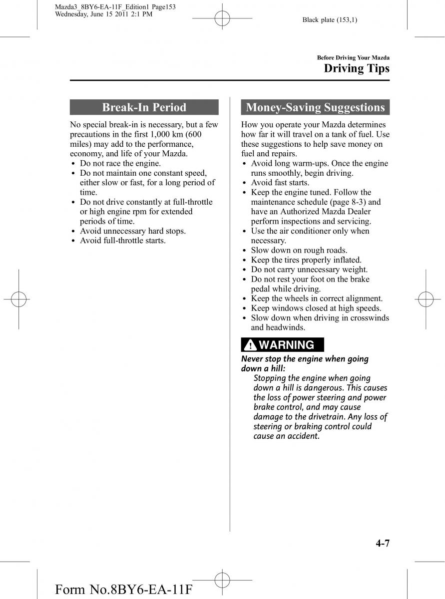 Mazda 3 II 2 owners manual / page 153