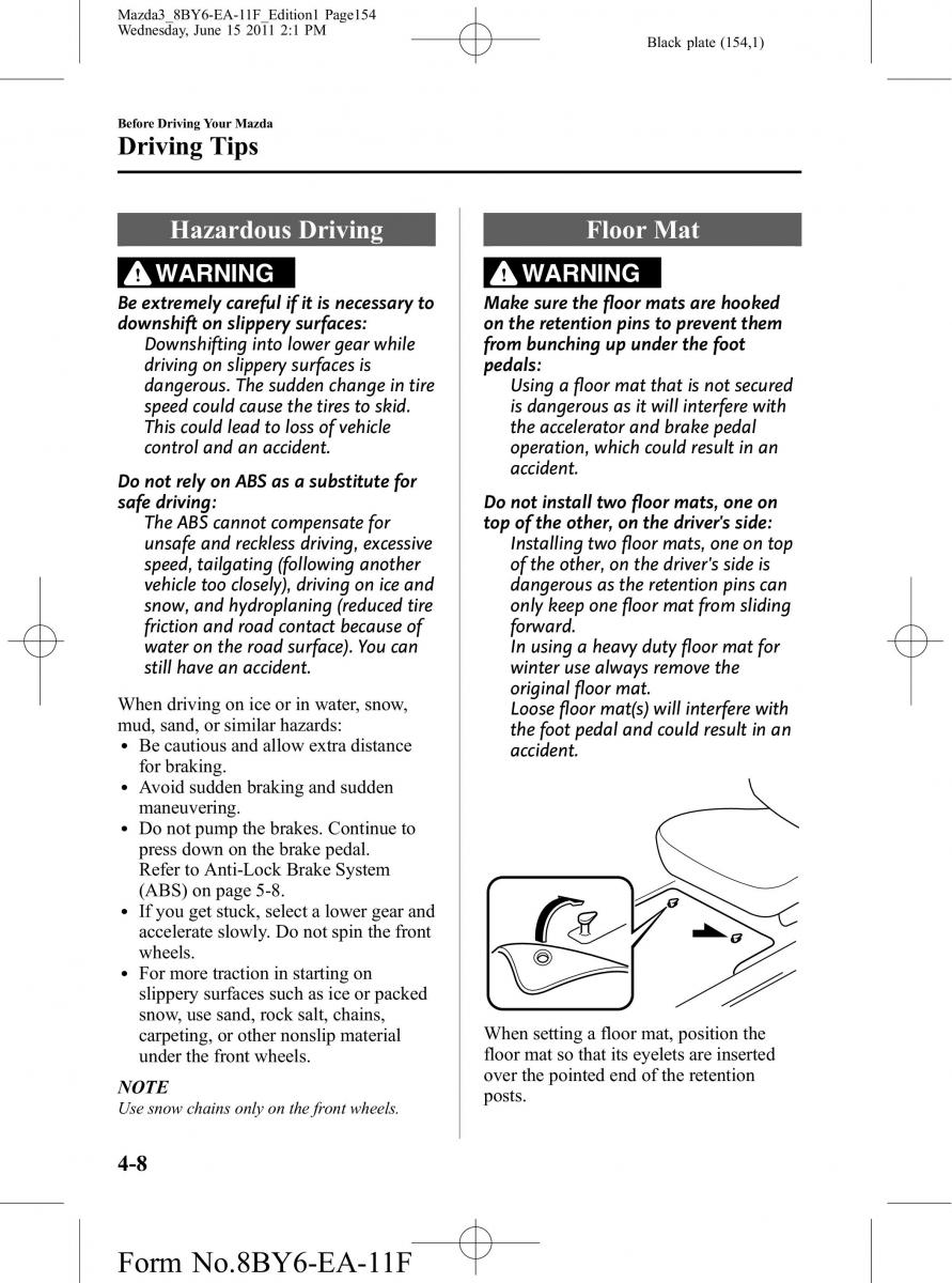 Mazda 3 II 2 owners manual / page 154