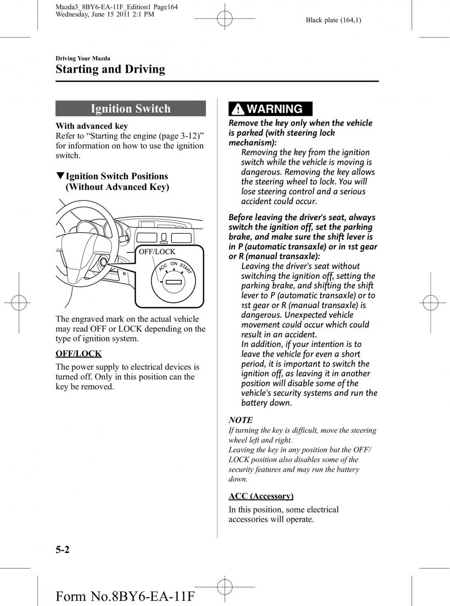 Mazda 3 II 2 owners manual / page 164