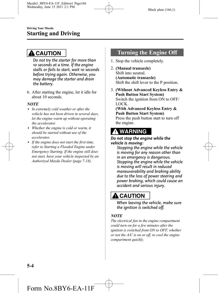 Mazda 3 II 2 owners manual / page 166