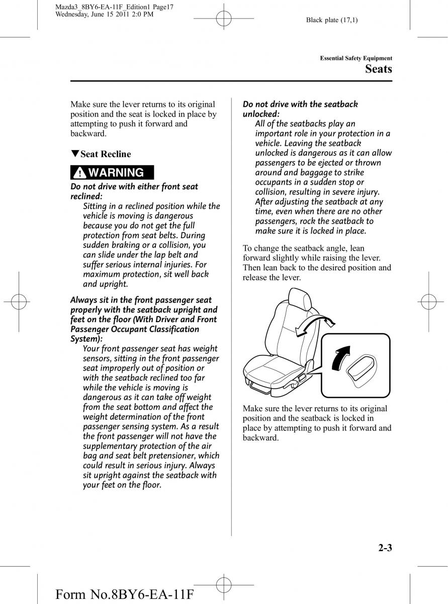 Mazda 3 II 2 owners manual / page 17