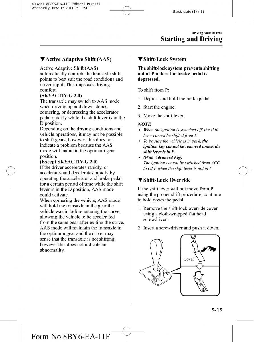 Mazda 3 II 2 owners manual / page 177