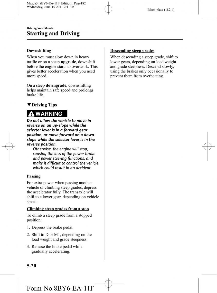 Mazda 3 II 2 owners manual / page 182