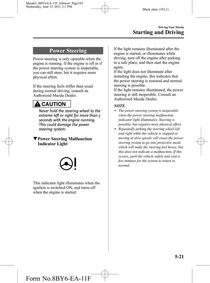 Mazda 3 II 2 owners manual / page 183