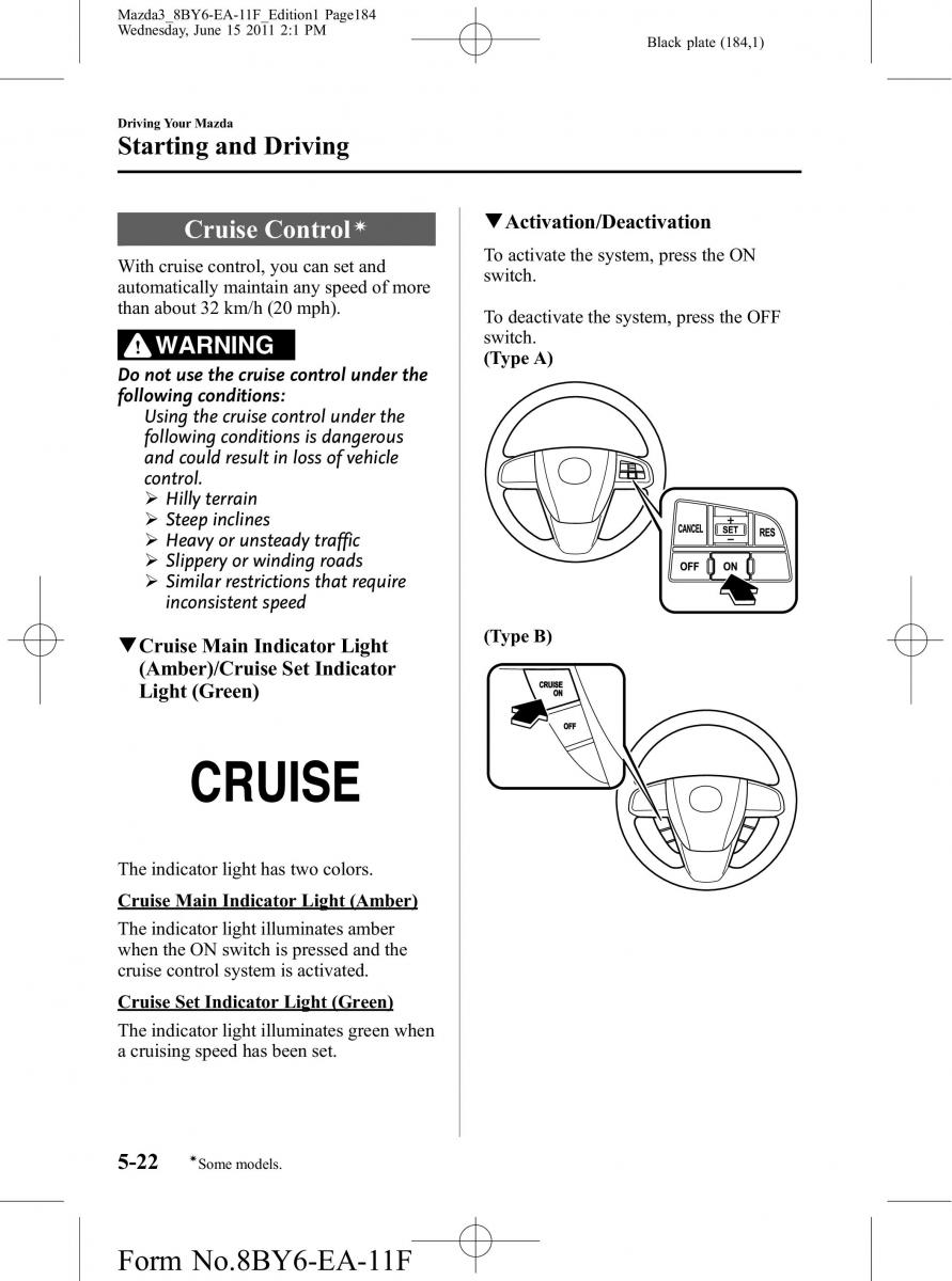 Mazda 3 II 2 owners manual / page 184