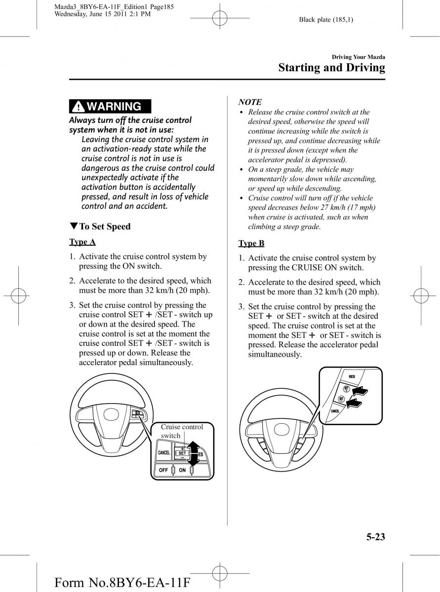 Mazda 3 II 2 owners manual / page 185