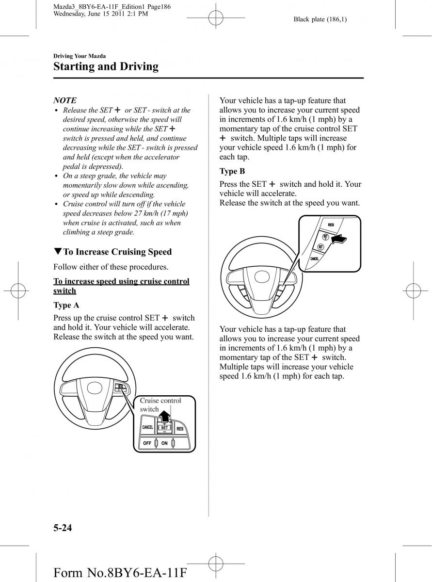 Mazda 3 II 2 owners manual / page 186