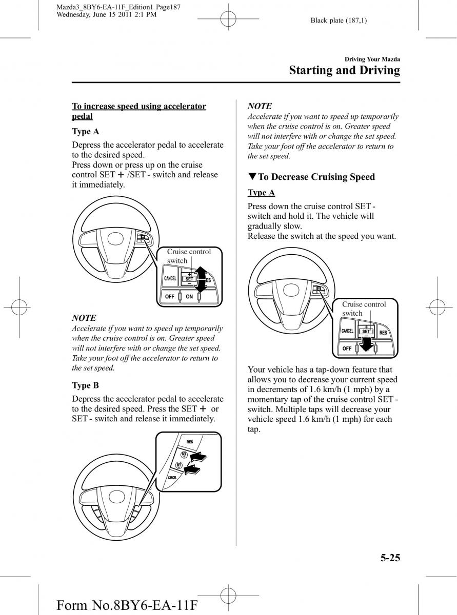 Mazda 3 II 2 owners manual / page 187